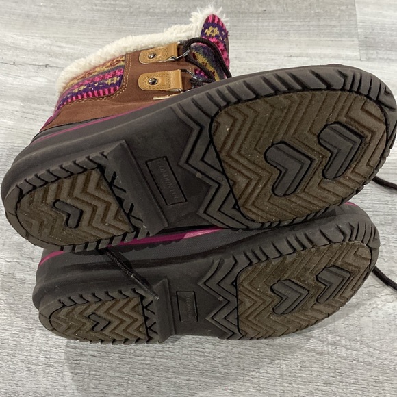 London Fog Tottenham Pink Brown Insulated Waterproof Snow Boots  Girls 13 EUC - Picture 5 of 6